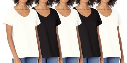 Women’s 5-Pack Hanes Short Sleeve V-Neck Cotton Tees Only $8.99 Shipped for Amazon Prime Members (Regularly $30)