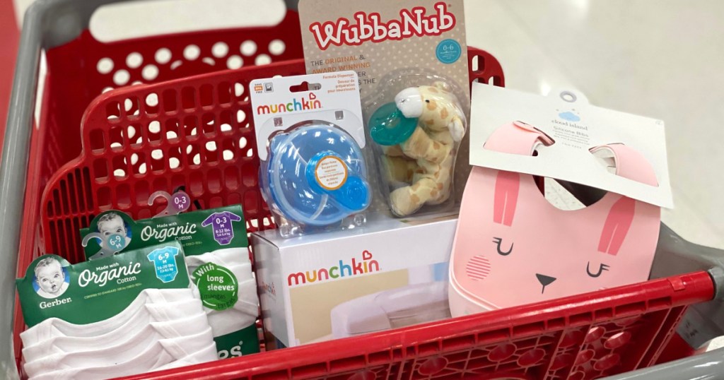 baby items in Target shopping cart