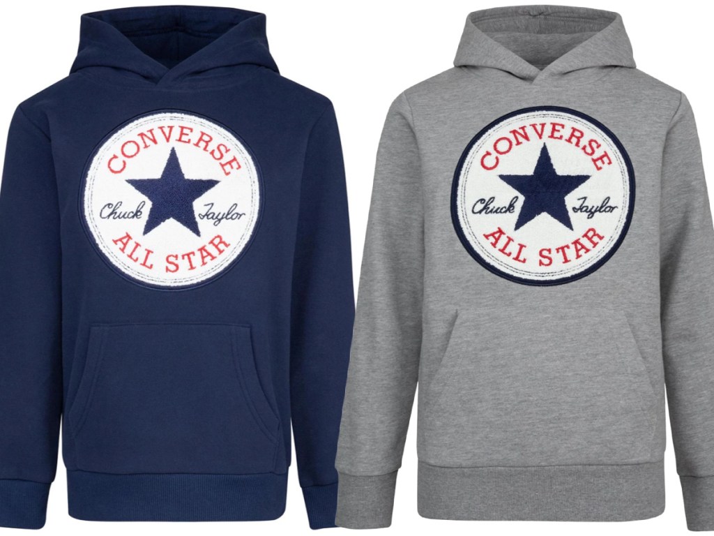 blue and gray converse hoodies