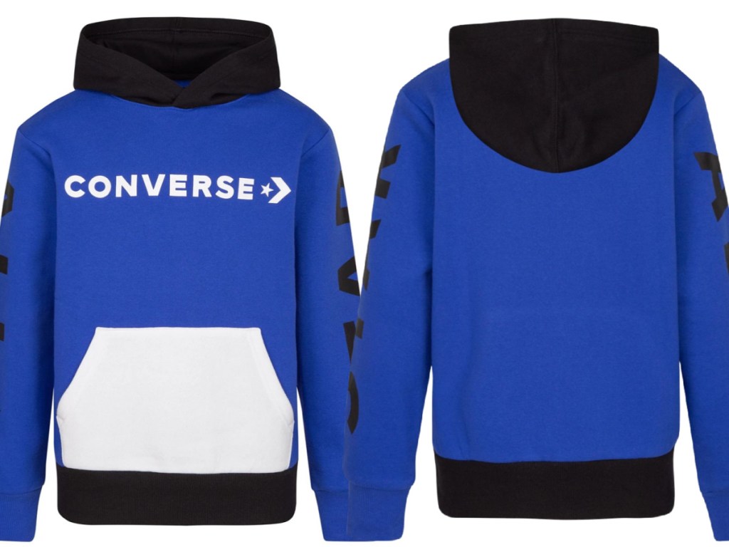 blue and white hoodie