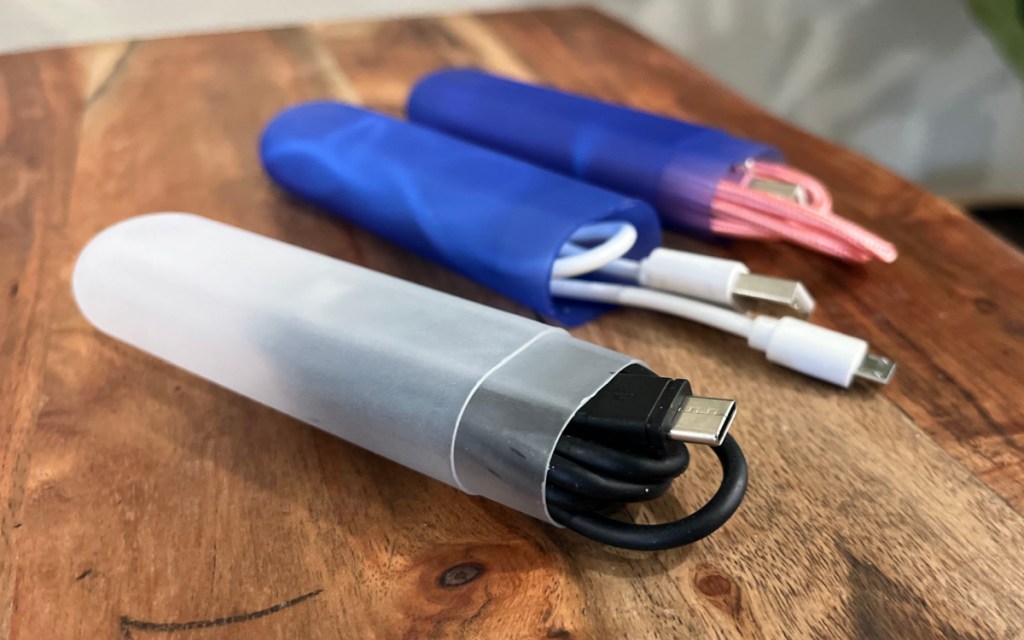 charging cables in toothbrush carriers