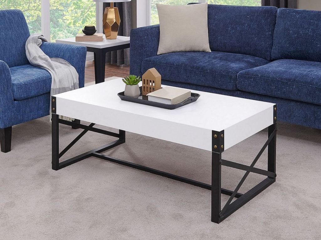 white coffee table in living room