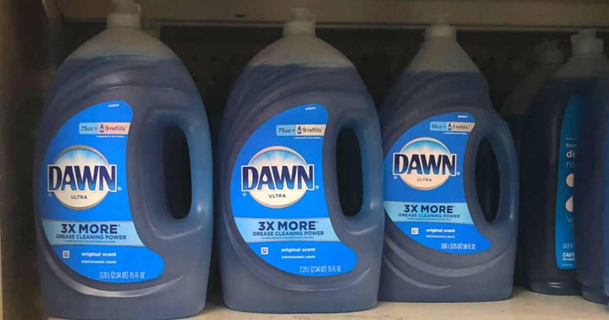 dawn dish soap on a shelf