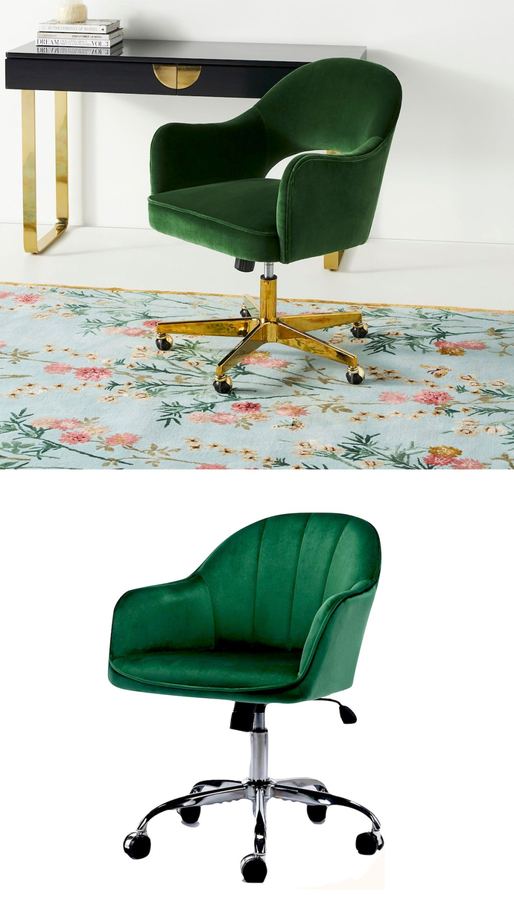 two emerald green office chairs 