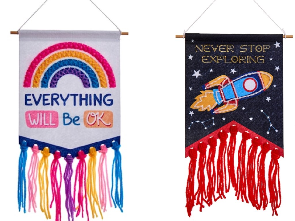 two sewing flags
