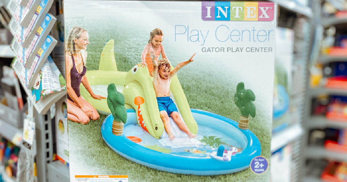 intex inflatable water slide with sprayer