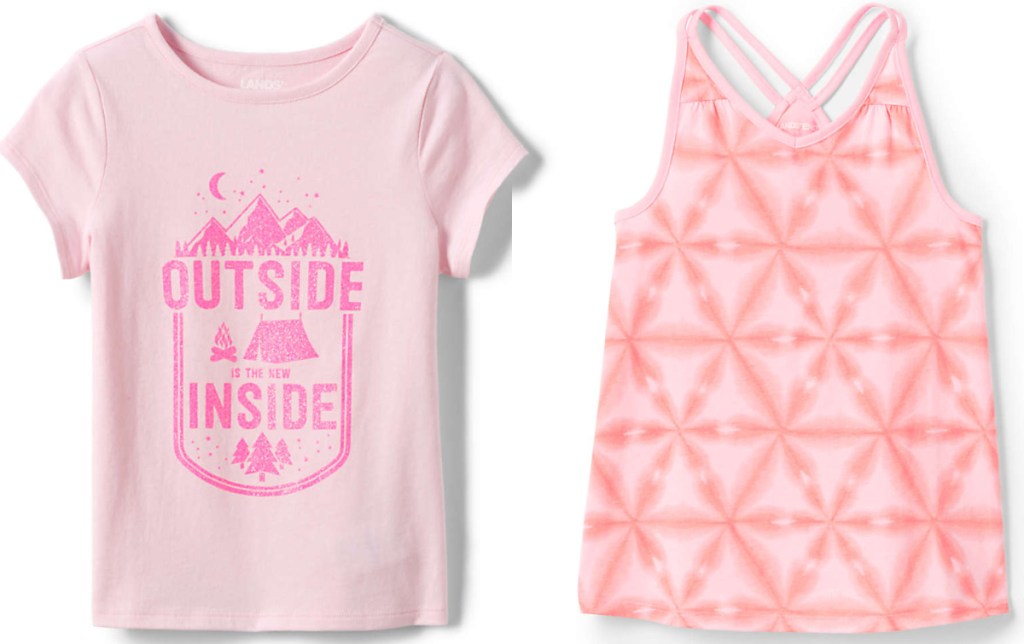 girls pink graphic tee and tank