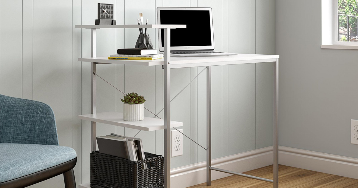 simple white and metal desk