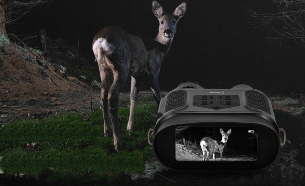 night goggles showing deer on screen