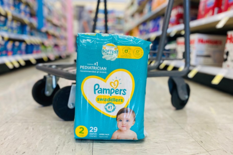 pampers diapers on floor