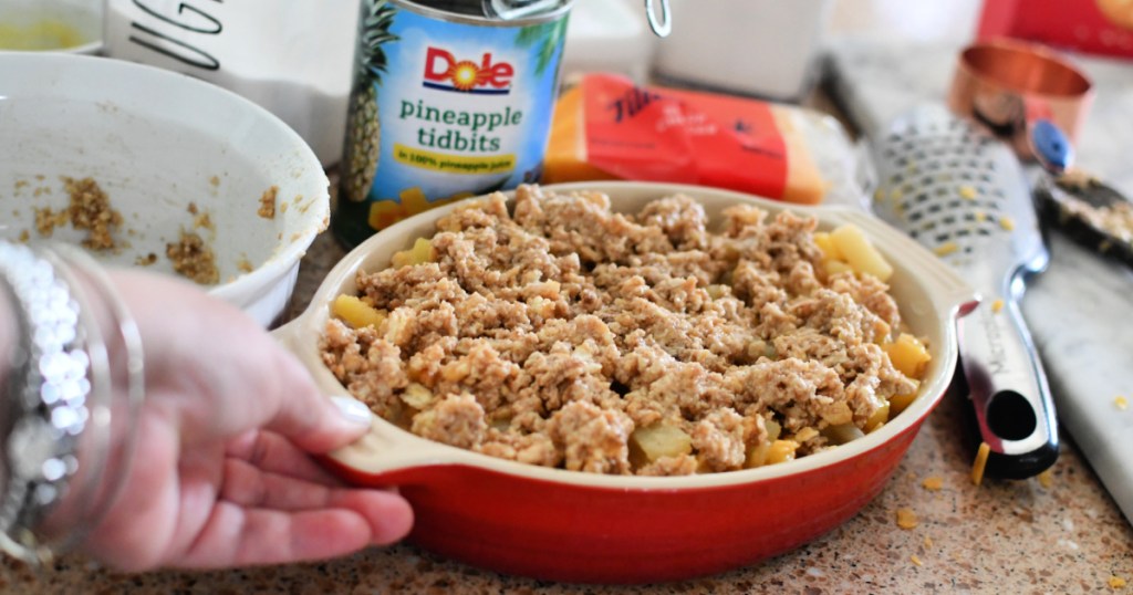 pineapple casserole before going into oven