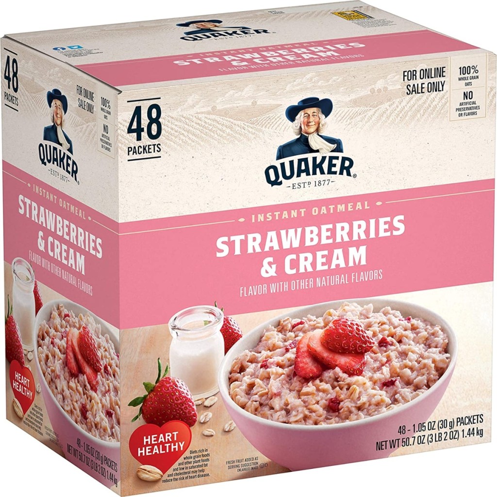 box of Quaker Strawberries & Cream Oatmeal