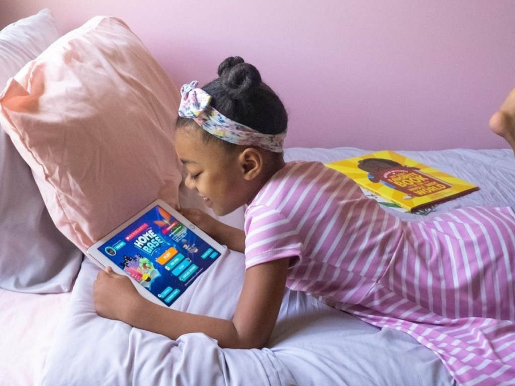 girl reading on iPad