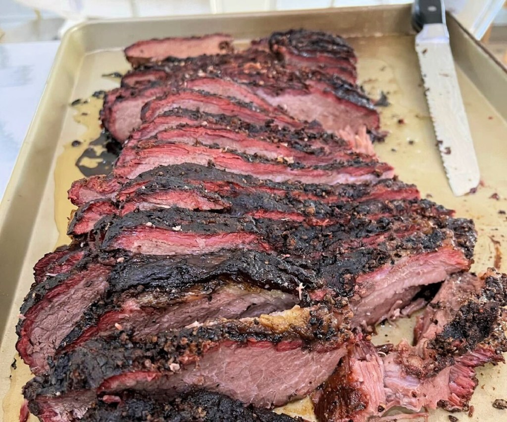 smoked brisket on the Traeger
