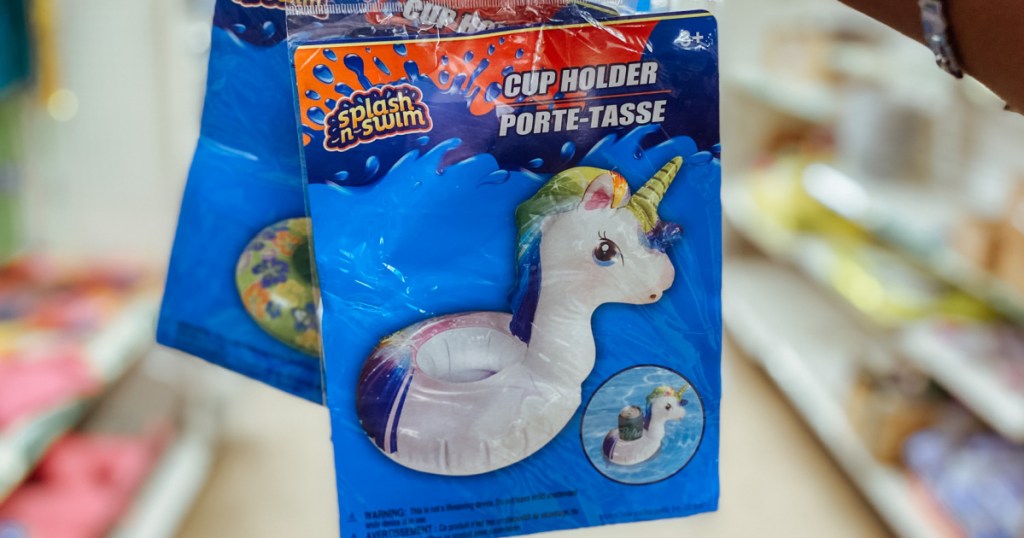 inflatable unicorn for swimming in packaging in store
