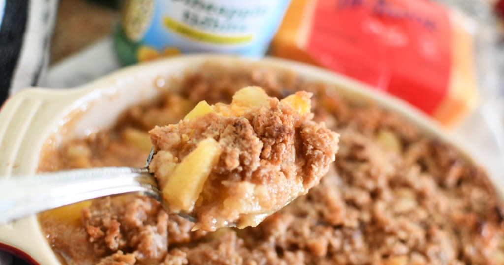 spoon with pineapple casserole