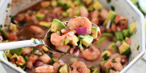 Marinated Mexican Shrimp Cocktail with Avocado is the Perfect Summer Snack!