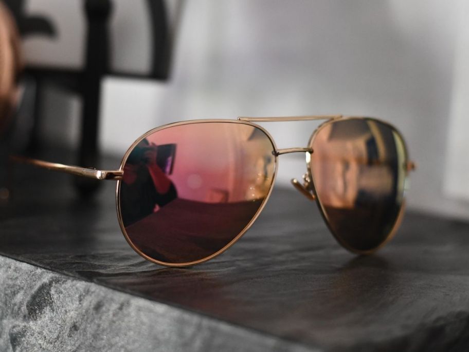A pair of aviator sunglasses