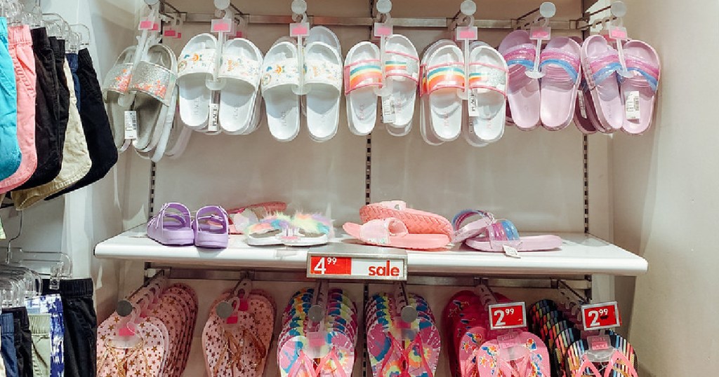 kids sandals on display in store
