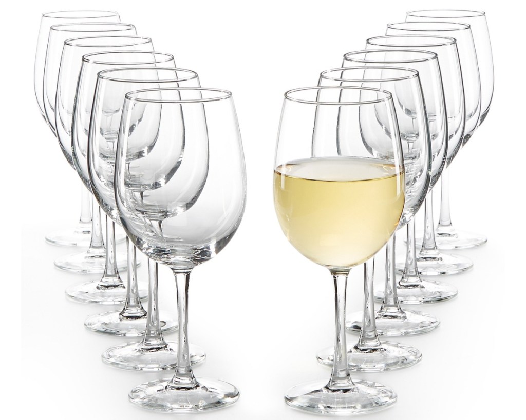 set of white wine glasses