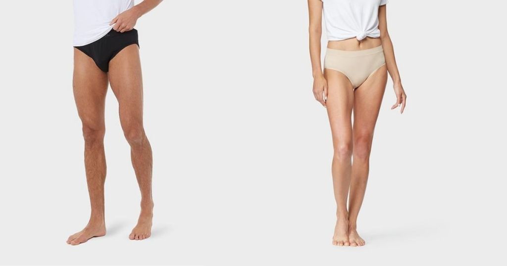 man and woman in underwear