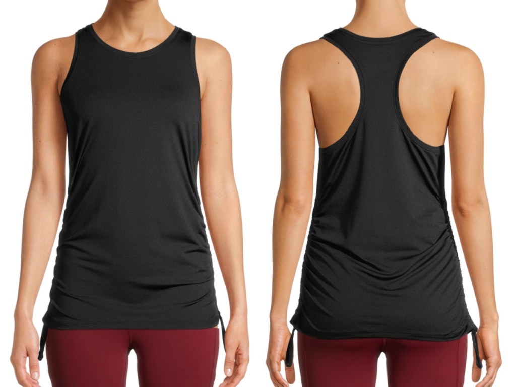 front and back black racerback tank top 
