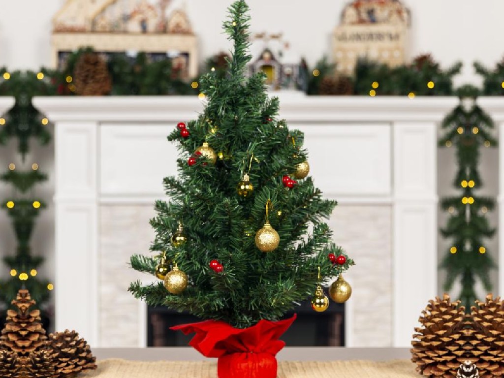 mini decorated christmas tree