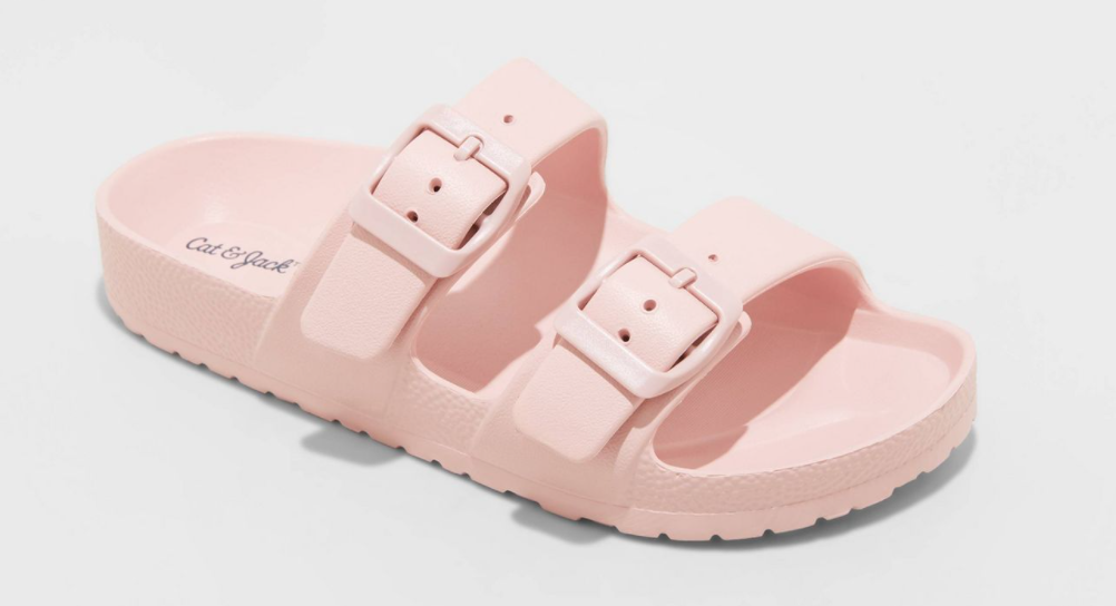 pink sandal with two straps