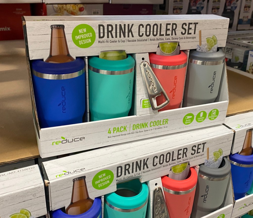 in-store display of can coolers in packaging