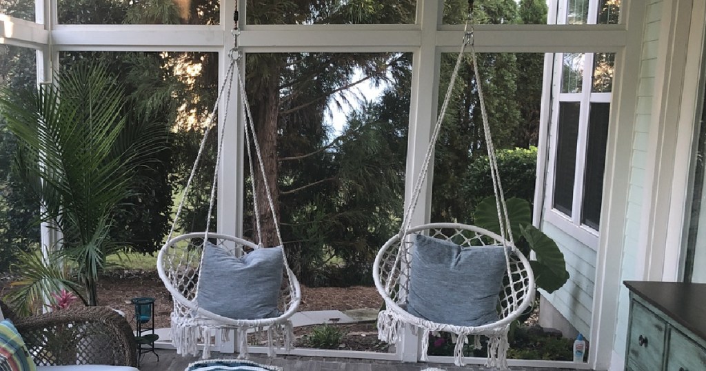 Cotton Macrame Hammock Hanging Chair Swings on porch