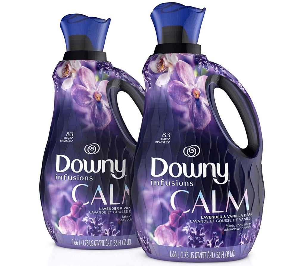 two bottles of downy fabric softener