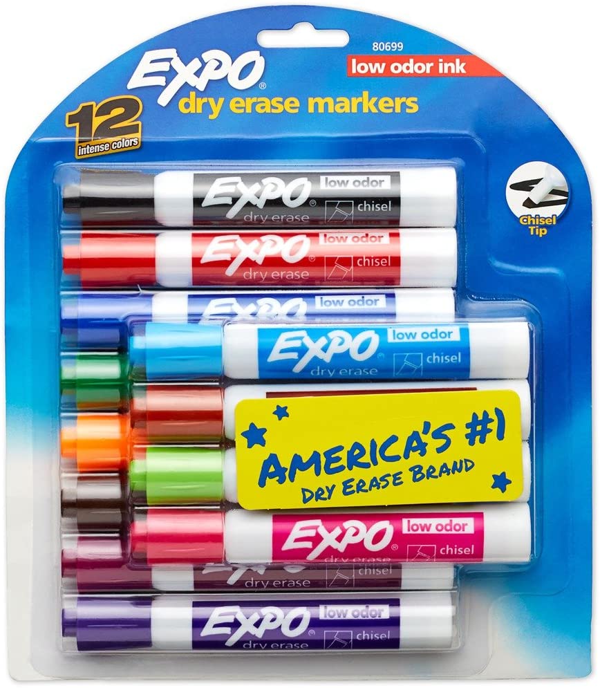 12-count package of low odor dry erase Expo markers