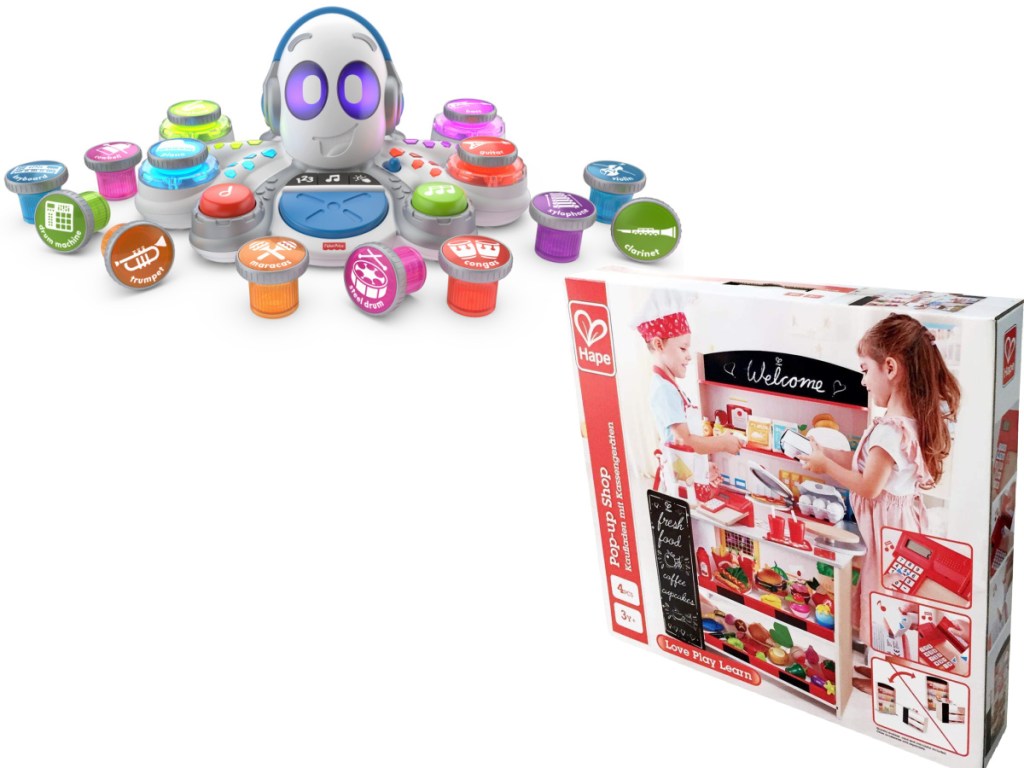 Fisher-Price Think & Learn Rocktopus and Hape Pop-Up Wooden Play Shop with Accessories 