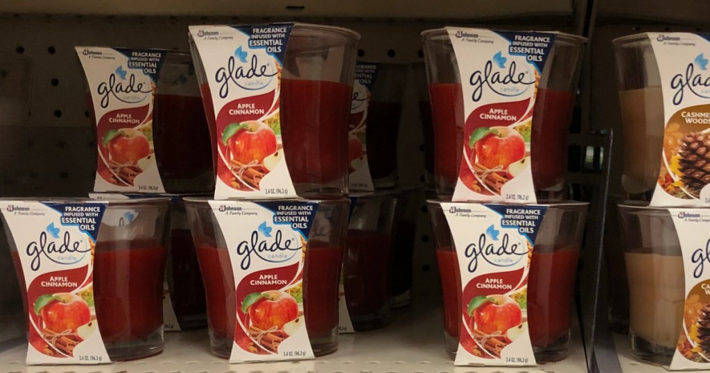 Glade candles on display in-store