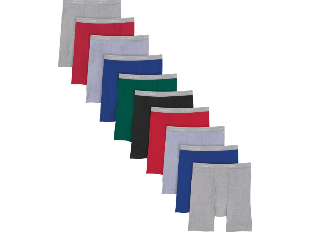 Hanes Men's Super Value Pack Assorted Colors Boxer Briefs 10-Pack