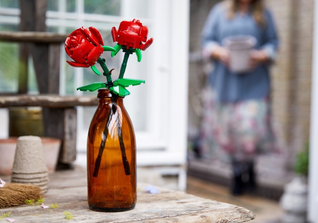 LEGO roses in a vase