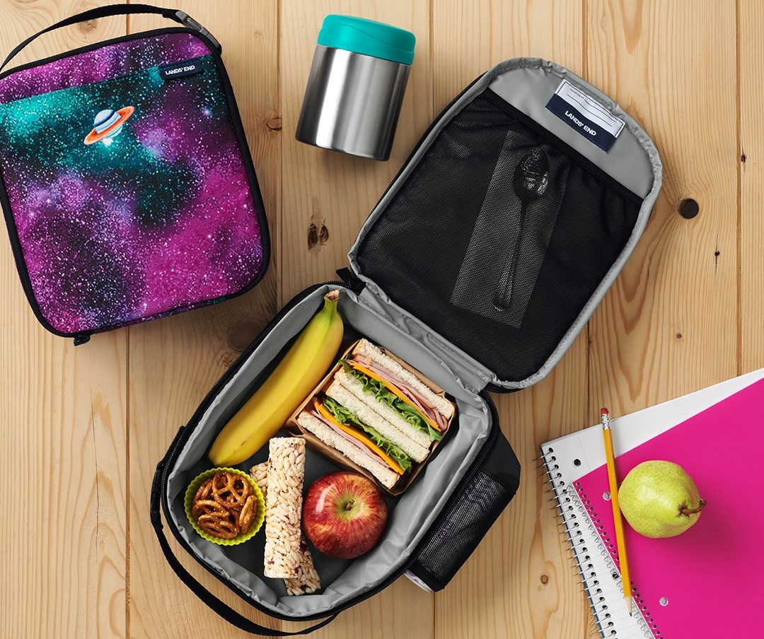 open lunch box with food in it