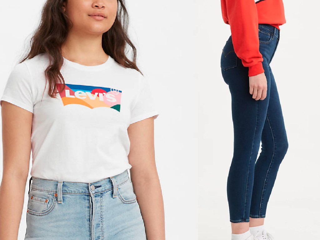 women's Levis tee and jeans