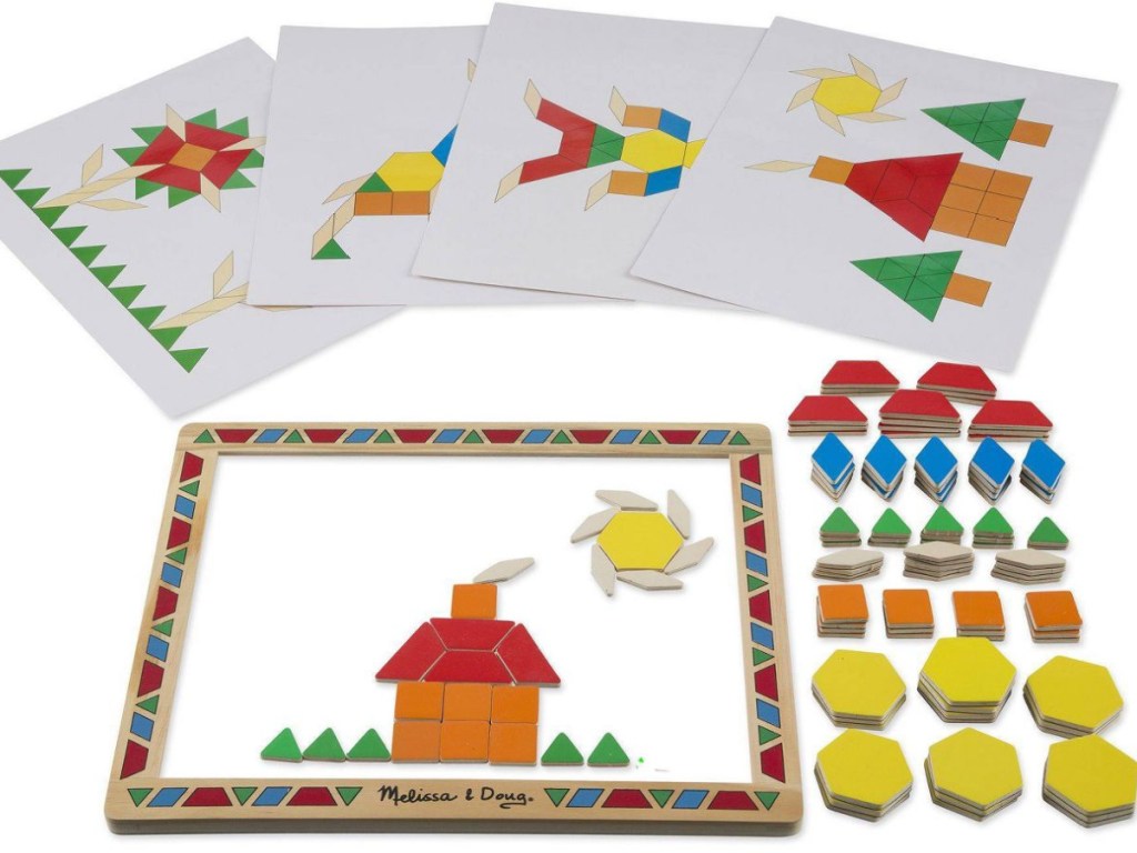 Melissa & Doug Deluxe Wooden Magnetic Pattern Blocks Set