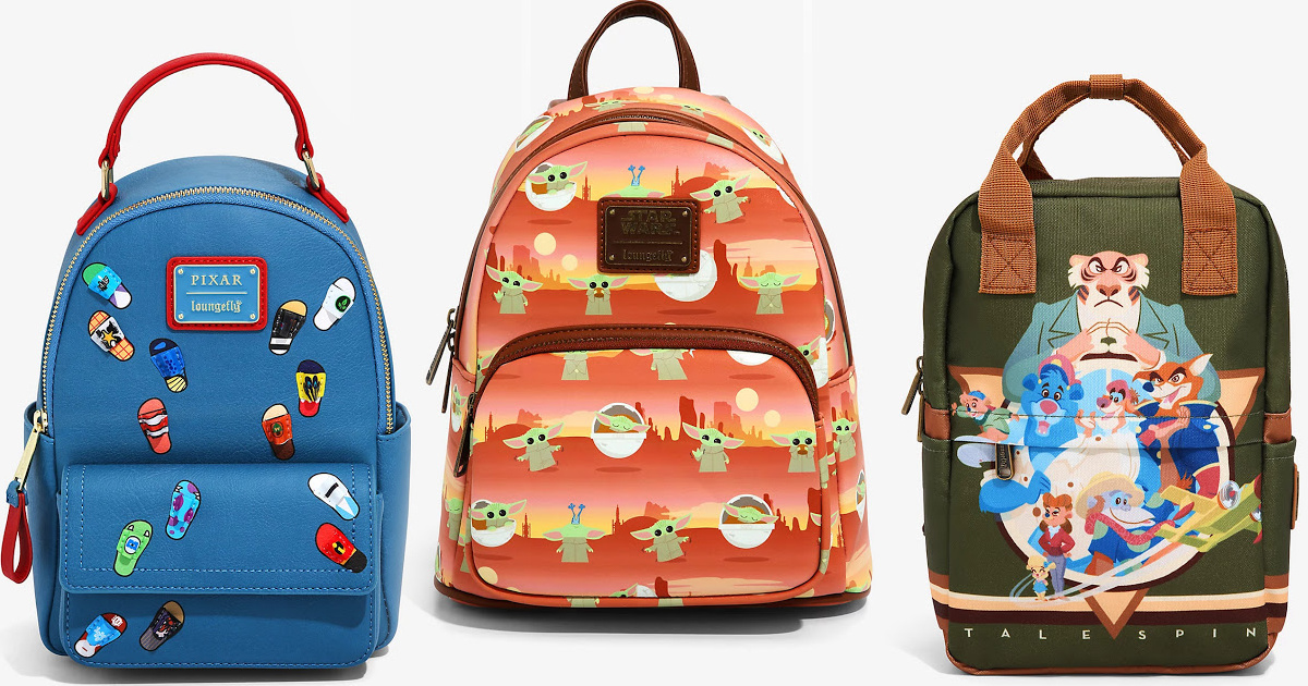 three Disney themed mini backpacks