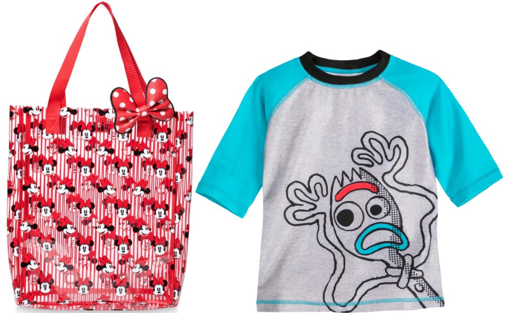 Minnie Mouse Striped Swim Bag and Toy Story Forky Rash Guard