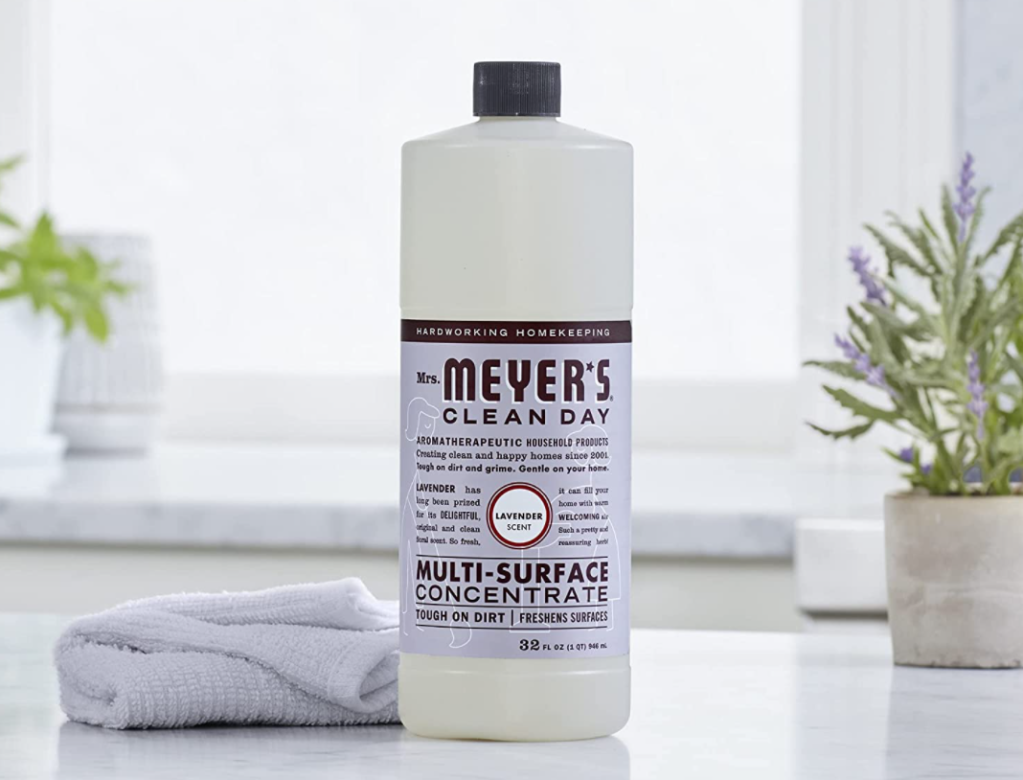 Mrs. Meyer's Clean Day Concentrate bottle on kitchen counter