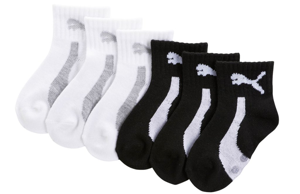 set of white and black puma toddler socks