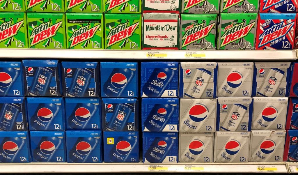 display of soda 12-packs at Target