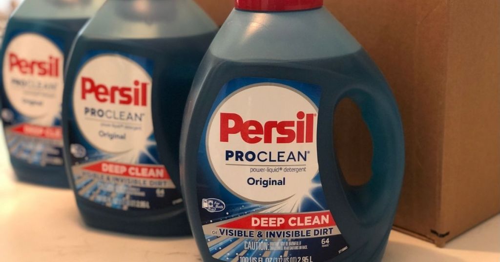 Persil ProClean 100oz bottles by a box