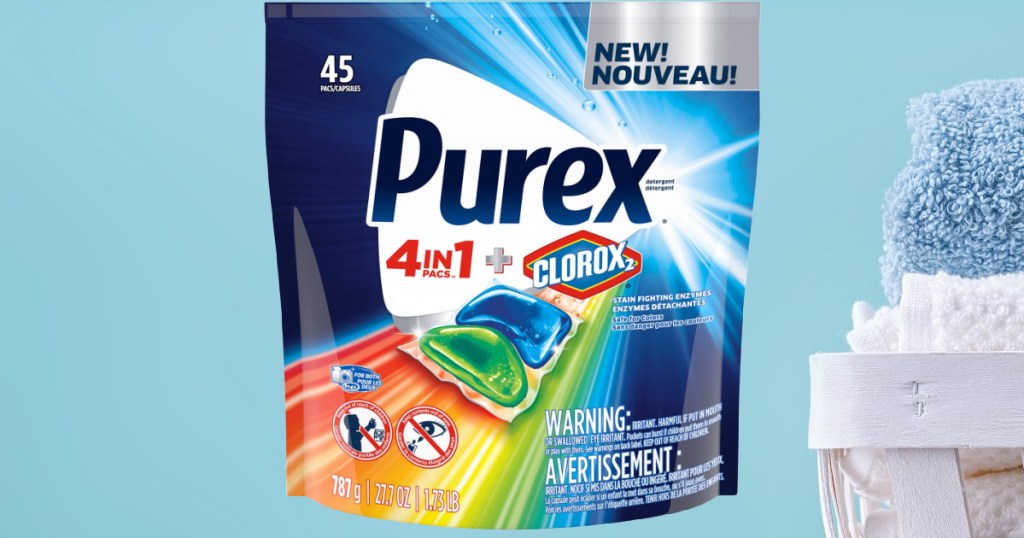 Purex 4-in-1 Laundry Detergent Pacs w: Clorox 45-Count