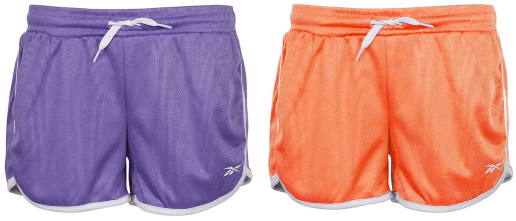 purple and orange pairs of girls shorts