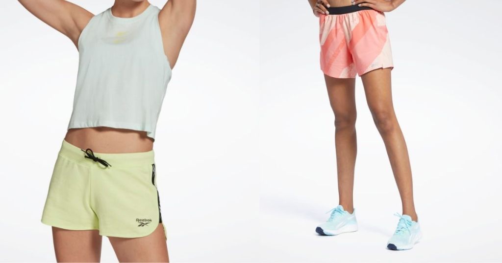 two models in Reebok Women's Shirt and Shorts