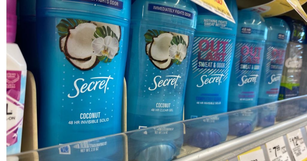 blue deodorant on shelf