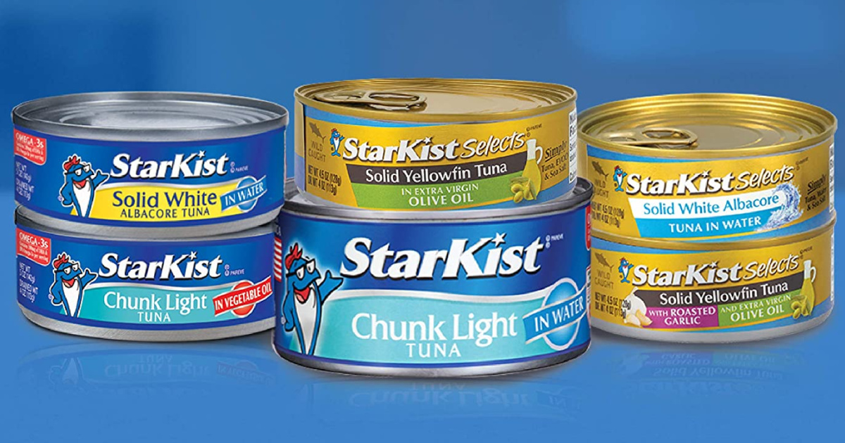 stacks of various varieties on starkist tuna fish in cans